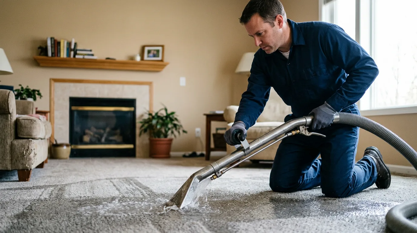 Water damage restoration technician working near Mission, TX